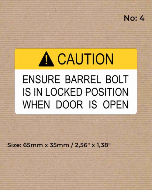 WARNING: BARREL BOLT LOCK