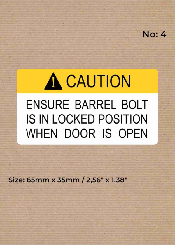 WARNING: BARREL BOLT LOCK